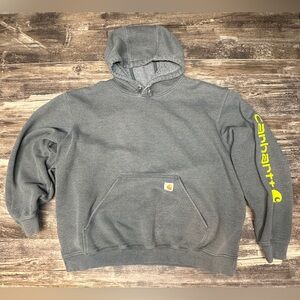 Carhartt Hoodie - Men’s 2XL - Gray Original Fit Sleeve Logo - Workwear - GUC